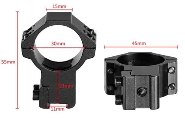 Magas céltávcső szerelék 30mm-es tubushoz éas 11mm-es szereléksínhez