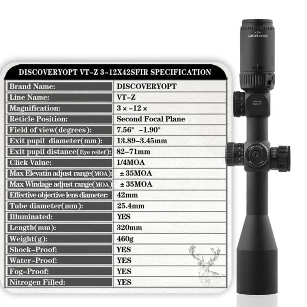 DISCOVERY VT-Z 3-12X42SFIR SFP 2022 1/4MOA Oldalparallaxos céltávcső