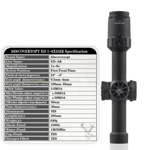 Discovery ED AR 1-6X24 IR FFP 2022NEW 1/10MIL céltávcső, hajtás távcső