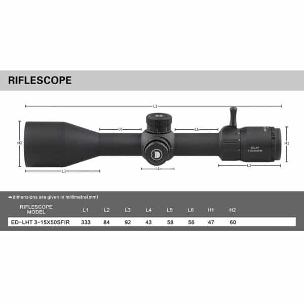 DISCOVERY ED LHT 3-15X50SFIR FFP 1/8MOA Oldalparallaxos céltávcső