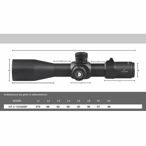 Discoveryopt HT 3-12X40SF FFP 1/4MOA Oldalparallaxos céltávcső