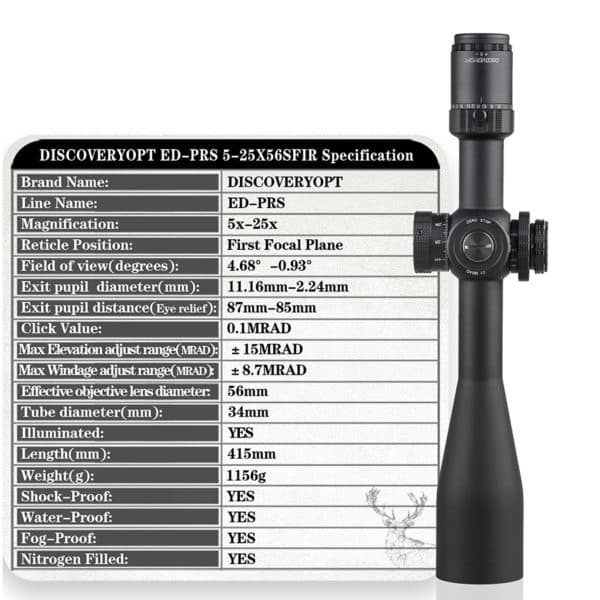 Discovery ED PRS 5-25x56SFIR 1/10MIL ZEROSTOP Oldalparallaxos céltávcső