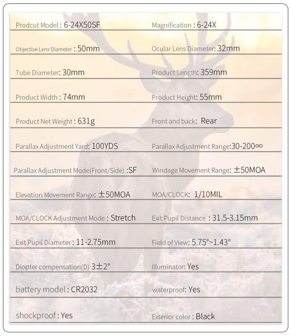 T-EAGLE Scope R Series R 6-24X50 SF HK – Riflescopesuk