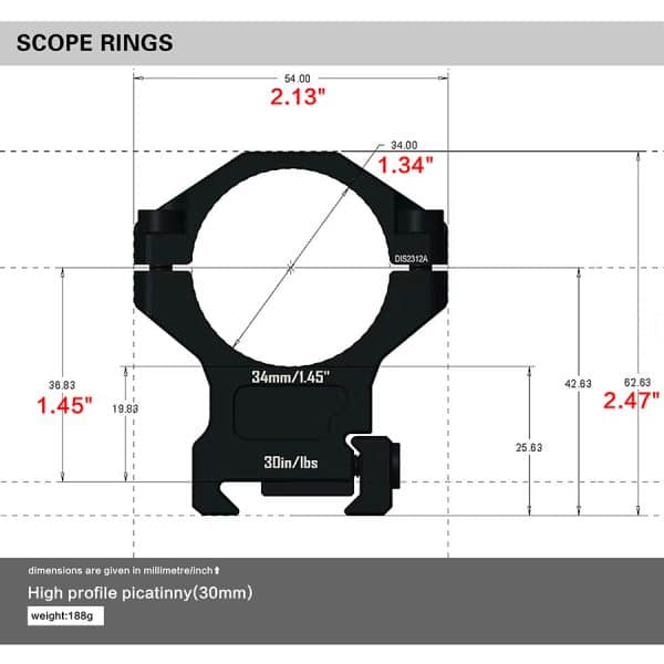 Discoveryopt premium 7075AL high mount 34mm 20mm picatinny