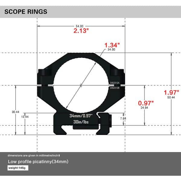 Discoveryopt premium 7075AL low mount 34mm 20mm picatinny