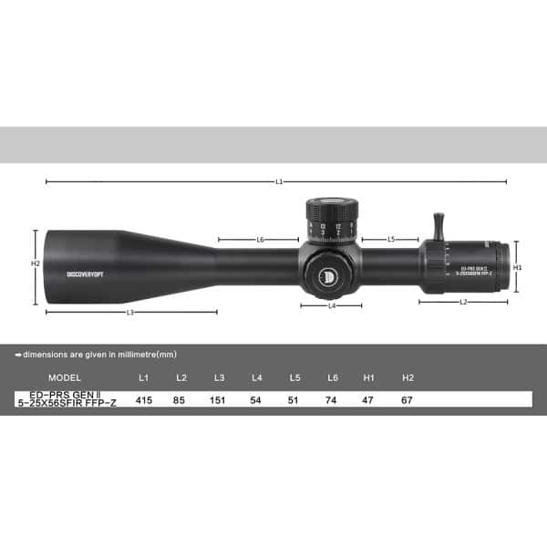 Discoveryopt ED PRS GEN2 5-25X56SFIR FFP-Z 1/10MIL ZEROSTOP