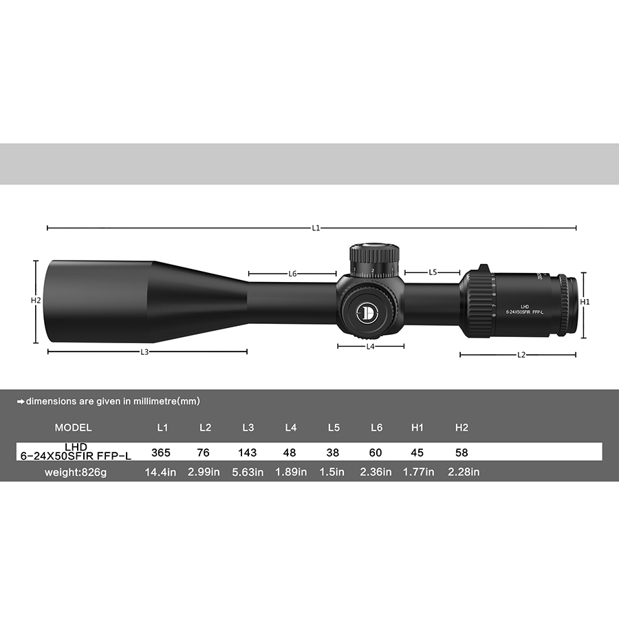 Discoveryopt LHD NV 6-24X50SFIR FFP-L 1/8MOA Oldalparallaxos céltávcső